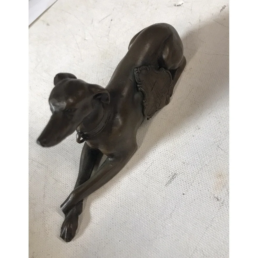 Antique The Wrigley Building Chicago Bros WHIPPET GREYHOUND SOUVENIR Bronze Dog